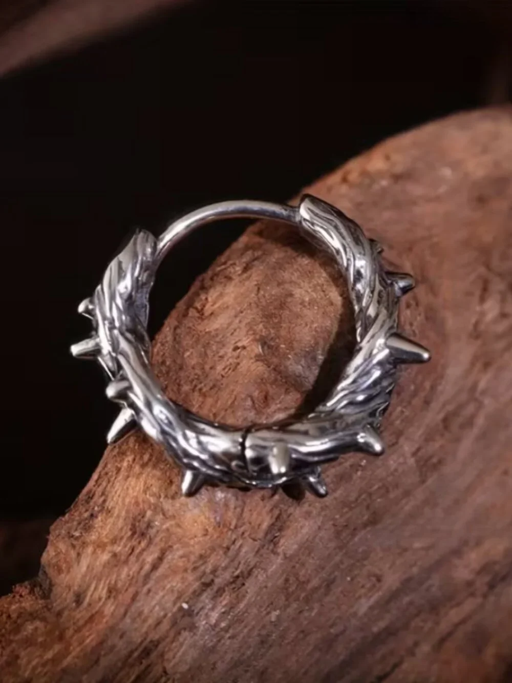 14K White Gold Mens Spiked Thorn Earrings Guys New 14 Karat Silver Spike Jewelry